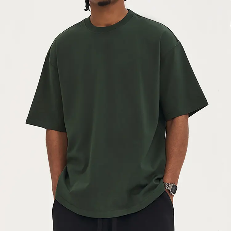 Fashion Simple Plain Drop Shoulder Men's T-shirts Summer Casual 100% Cotton Round Neck Street Style Unisex T Shirt