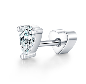 Minimalism 0.3CT Pear Cut Moissanite Helix Stud S925 Sterling Silver Neutral Heart Screw Stud <b>Earrings</b> for Women <b>Fine</b> Jewelry - Product Image 1