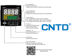 Cntd tốc độ cao lấy mẫu kép hiển thị kỹ thuật số điều khiển nhiệt độ cln4v 100-240VAC 50Hz 9999 (4 chữ số) điện nhựa - Product Image 6