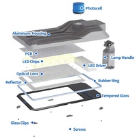 Lampu Jalan LED Sensor Luar Ruangan Multiguna 30W-240W Aluminium Die-Cast IP66 Tahan Air Tiang Dapat Disesuaikan dengan Sensor