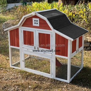 Caseta de Madera para Conejos SDC027, Estilo Retro, Color Rojo, con una Caja de Anidación y Bandeja Extraíble de Zinc - Product Image 6