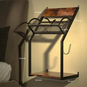 Support de tourne-disque mural en bois d'acier rustique avec étagères de rangement de disques vinyles <span class=keywords><strong>CD</strong></span> pour chambre bureau salon supports de rangement - Product Image 3