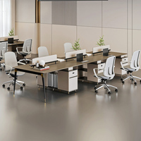 Poste de travail modulaire moderne pour personnel, bureau de direction haut de gamme, bureau d'entreprise avec écran, bureau informatique pour quatre personnes avec chaise