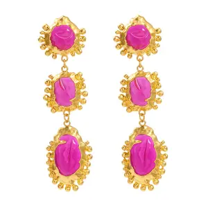 Large trend Bohemian Resin australian earrings huggies colorful wholesale N240484
