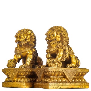 2025 personnalisable Foo chiens gardien Lion Statues cuivre Pixiu Figurine laiton FU chien pékin culturel <span class=keywords><strong>Statue</strong></span> pour la décoration intérieure - Product Image 1