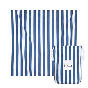 Toalla de Playa de Microfibra Personalizada con Logotipo, Extra Grande 180x180cm, de Secado Rápido, con Rayas, para Piscina - Product Image 1