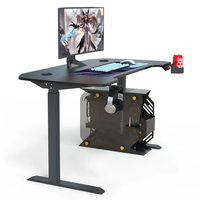 Escritorio de Computadora Ergonómico Moderno Wquantum con Portavasos, Mesa Ajustable en Altura para Trabajar Sentado o De Pie (Superficie de Metal y Madera)