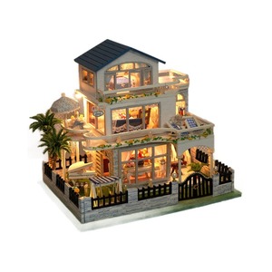 Vals azul, modelo <span class=keywords><strong>de</strong></span> madera en miniatura, cabina DIY para <span class=keywords><strong>casa</strong></span> <span class=keywords><strong>de</strong></span> <span class=keywords><strong>muñecas</strong></span>, juguetes <span class=keywords><strong>de</strong></span> rompecabezas, Villa ensamblada a mano para niños, Idea <span class=keywords><strong>de</strong></span> regalo - Product Image 5