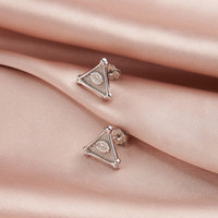 RINNTIN GAE09 Pendientes de Plata de Ley 925 con Baño de Oro de 14K, Diseño de Ojo Piramidal, Joyería para Mujer, Pendientes Triangulares
