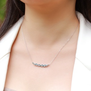 Collar con Colgante <span class=keywords><strong>de</strong></span> Barra Sonriente <span class=keywords><strong>de</strong></span> Plata <span class=keywords><strong>de</strong></span> Ley S925 con Ágata Musgosa <span class=keywords><strong>de</strong></span> Corte Marquesa y Detalles <span class=keywords><strong>de</strong></span> Moissanita para Mujer - Product Image 4