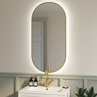 Cermin Pintar LED Modern untuk Kamar Mandi dengan Sakelar Sentuh, Anti Embun, Terpasang di Dinding, Cermin Rias untuk Salon & Villa