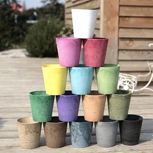 Yuncheng 17cm 6 "7" pulgadas pequeño marrón cónico imitación roca <span class=keywords><strong>piedra</strong></span> interior plástico decorativo maceta jardín planta flor maceta - Product Image 6