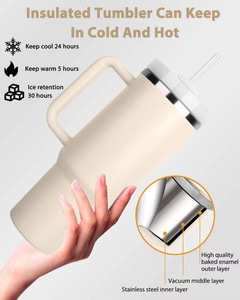 40oz Stan Cup Handle Big Thermos Cup Straw Seamless Interior Acero inoxidable Sports Travel Tumbler Taza para sublimación de té helado - Product Image 3