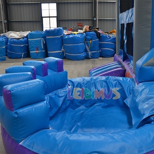 Lớn Halloween nhảy lâu đài Inflatable Bouncer với Inflatable trượt nước sân chơi màu xanh tím nhà bị trả lại với hồ bơi nước - Product Image 5