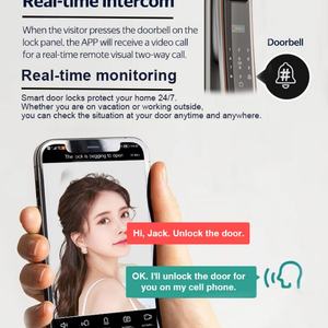 กลอนประตูอัจฉริยะ Glomarket ระบบจดจำใบหน้า 3 มิติ วัสดุอลูมิเนียมอัลลอยด์ พร้อมระบบสแกนลายนิ้วมือ ควบคุมผ่านแอป Tuya รองรับวิดีโออินเตอร์คอม ระบบสำรองฉุกเฉิน - Product Image 3