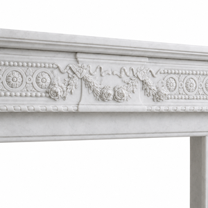 Traditional Marble Fireplace Mantel With Ornate Carving white Stone Indoor Wood Burning Hearth For Dining Room - Product Image 3
