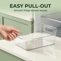 Boîte de rangement pour réfrigérateur en plastique transparent avec poignée, transparente comme du cristal, sans BPA, facile à retirer, facile à nettoyer