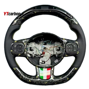 YTcarbon para <span class=keywords><strong>Fiat</strong></span> 500 500L Sport Auto Parts accesorios de Interior de coche modificar estilo de carreras <span class=keywords><strong>volante</strong></span> de fibra de carbono Real personalizado - Product Image 1