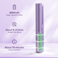 Peigne chauffant sans fil 2-en-1 portable, mini lisseur USB rechargeable à chauffe rapide pour coiffure