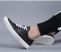 Chaussures plates décontractées en cuir véritable pour hommes, respirantes, à lacets, semelle extérieure en caoutchouc résistante à l'usure, chaussures de skate OEM