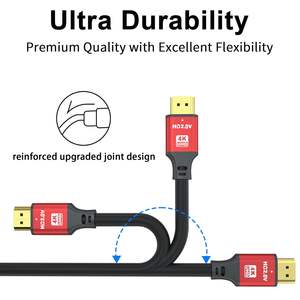 Câble HDMI FJGEAR version 2.1, prend en charge 4K 144Hz 120Hz, taux de rafraîchissement élevé pour PC, moniteur de jeu, rouge, câble HDMI de haute qualité - Product Image 6
