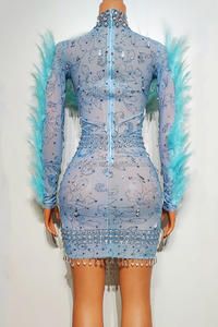 <span class=keywords><strong>Birdman</strong></span> plume maille épissé eau diamant serré et Sexy fée robe anniversaire Banquet discothèque Bar fête Performance Costume - Product Image 3