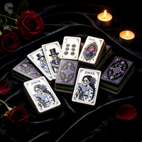 Juego de Mahjong Acrílico Premium de Halloween, Diseño Gótico de Esqueleto Joker, 4 Jugadores, Esqueleto Artístico Joker, Juego de Mesa para Regalo