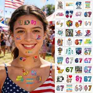 Patriotic Holiday Temporary Tattoo Stickers 4th of July Easy Apply Body Decor for All Ages - Product Image 1