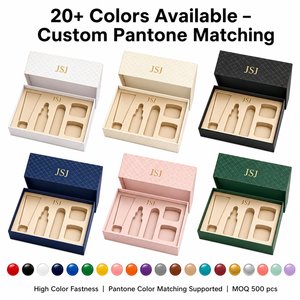 Caja de Lujo con Tapa y Base Blancas con Rejilla Geométrica para Empaque de Sets de Cuidado de la Piel Premium y Exhibición en Tiendas - Product Image 6
