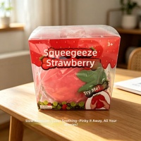 Jouet anti-stress à presser en forme de fraise, à récupération lente, en TPR super souple, grande taille