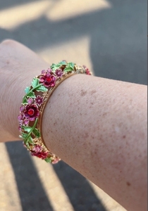 Bracelet tendance pour femme, accessoires de fête, bracelet coloré ajouré floral incrusté de strass, bracelet cloisonné - Product Image 2