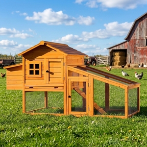 Poulailler en bois de sapin verrouillable pour poules de grande taille, enclos extérieur pour volailles - Product Image 1
