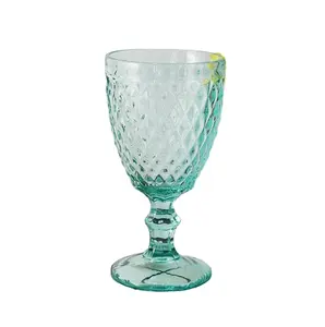 À la mode coloré gravé vert gobelet verres à vin rouge boisson tasse bière jus verres à pied intégration pied debout verre gobelet