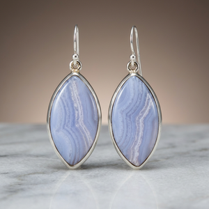 Boucles d'oreilles pendantes faites à la main en argent sterling 925, magnifiques pierres précieuses facettées en agate bleue, style ethnique, personnalisables, cadeau pour mariage ou fête - Product Image 3