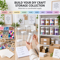 Contenants de rangement pour fournitures d'artisanat personnalisées, bocaux transparents en PET avec couvercles pour boutons, paillettes, pompons, breloques, organisation DIY, vente en gros