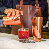 Ensemble de shaker à cocktail en acier inoxydable Boston rose doré personnalisé, poids lourd, 600 ml/800 ml, 3 pièces, luxe, boisson durable
