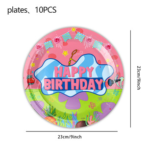 10 invités fête vaisselle ensembles dessin animé éponge-<span class=keywords><strong>bob</strong></span> fête fournitures bébé anniversaire décoration assiettes en papier tasses ensembles de serviettes - Product Image 3