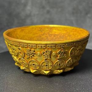 Bol de Fortune en Bronze Doré de Style Ancien, Pot au Trésor Chinois pour Décoration Maison et Bureau, Artisanat d'Art de Collection Porte-Bonheur et de Richesse - Product Image 1