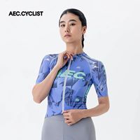 Maillot de cyclisme AEC.CYSLIST pour femme, haut à manches longues avec fermeture éclair, respirant, extensible dans les quatre sens, respectueux de l'environnement, chemises de vélo de route pour équipe professionnelle