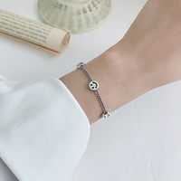 Bracelet visage souriant en argent sterling 925, chaîne à maillons tendance, bracelets visage souriant pour femmes, bijoux fins personnalisés réglables