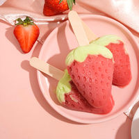 En gros, Glaces 3D en forme de fraise, saveur fruitée douce, goût superposé, en sachet 75g, surgelées, avec logo personnalisé