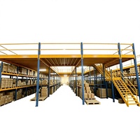HONGXIN Étagère de mezzanine robuste en acier laminé à froid sans boulons, personnalisable, 2/3 niveaux, surface thermolaquée, résistante à la corrosion