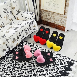 Cotton <b>Shoes</b> Women's Plush for Anti-Static Light Weight <b>Height</b> <b>Increasing</b> Autumn Winter Cartoon Hearts Design Warm Big Size - Product Image 3