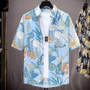 All'ingrosso della nuova camicetta hawaiana estiva <span class=keywords><strong>camicie</strong></span> da <span class=keywords><strong>uomo</strong></span> con asciugatura rapida da spiaggia stampa top a maniche corte da <span class=keywords><strong>uomo</strong></span> - Product Image 5
