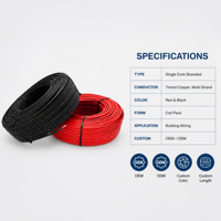 Cable de Construcción de Cobre Estañado Trenzado con Aislamiento XLPO, Clasificación de 300V, Diámetro de 1-16mm2, Rollo Rojo y Negro para Cableado Doméstico