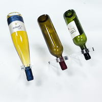 Porte-bouteille de vin en acrylique transparent en cristal Support durable pour bouteilles de 750ml Organisateur de réfrigérateur de comptoir peu encombrant fabriqué à la main