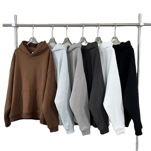 เสื้อฮู้ดดี้โอเวอร์ไซส์ผ้าฟลีซ 400gsm พิมพ์โลโก้ได้ตามต้องการ สำหรับผู้ชาย หนาพิเศษ เหมาะสำหรับฤดูหนาว สไตล์สตรีทแวร์ ขายส่งแบบไม่มีลาย - Product Image 1