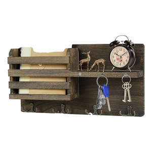 Estante de almacenamiento de madera Retro transfronterizo, organizador de correo para sobres de llaves montado en la pared, estante de almacenamiento para decoración de pared de salón - Product Image 6
