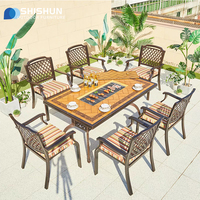 Ensemble table et chaises de jardin en aluminium moulé, finition imperméable, pour villa, jardin, cour, usage de loisirs