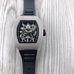 Montre de luxe sportive en fibre de carbone haut de gamme avec boîtier creux, verre saphir et mouvement mécanique à tourbillon, couleur grise - Product Image 1